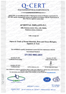 CERTIFICATE ENG AP DENTAL ISO 9001-1
